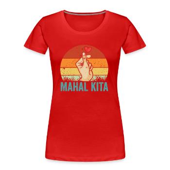 Vintage Mahal Kita Pinoy Finger Heart For Filipino - Women's Premium Organic T-Shirt - red - Front - Mia (176cm)