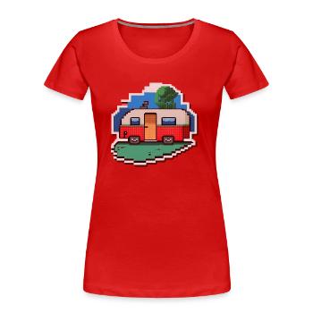 pixel vintage camper car - Frauen Premium Bio T-Shirt - Rot - Vorne - Mia (176cm)