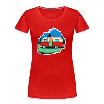 vintage camper car - Frauen Premium Bio T-Shirt - Rot - Vorne - Mia (176cm)