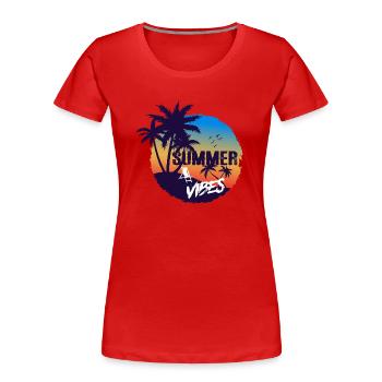 Summer Vibes - Frauen Premium Bio T-Shirt - Rot - Vorne - Mia (176cm)