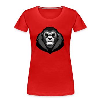 Chimpanzé souriant - T-shirt bio Premium Femme - rouge - Devant - Mia (176cm)