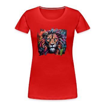 Löwe im Graffiti-Stil - Frauen Premium Bio T-Shirt - Rot - Vorne - Mia (176cm)