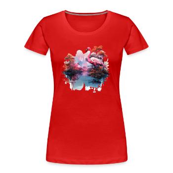 Flamants roses oiseaux nature design - T-shirt bio Premium Femme - rouge - Devant - Mia (176cm)