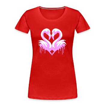 Flamants roses coeur | Cœur de flamant rose - T-shirt bio Premium Femme - rouge - Devant - Mia (176cm)