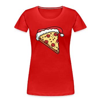 Pizza Weihnachten Comic - Frauen Premium Bio T-Shirt - Rot - Vorne - Mia (176cm)