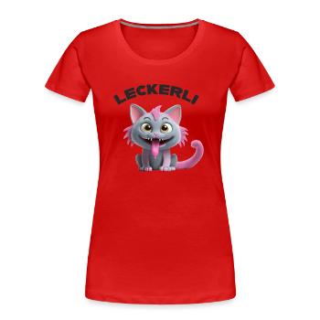 Leckerli Katze Monster - Frauen Premium Bio T-Shirt - Rot - Vorne - Mia (176cm)