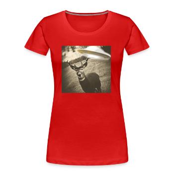 OVNI, cerf, rétro, vintage, photo - T-shirt bio Premium Femme - rouge - Devant - Mia (176cm)