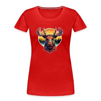 Elch vor einem Abendhimmel - Frauen Premium Bio T-Shirt - Rot - Vorne - Mia (176cm)
