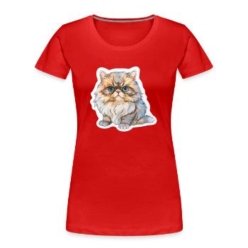 Perserkatze mollig - Frauen Premium Bio T-Shirt - Rot - Vorne - Mia (176cm)
