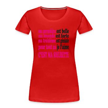 Ma SOEURETTE est belle - T-shirt bio Premium Femme - rouge - Devant - Mia (176cm)