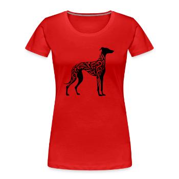 Galgo Español avec des vagues - 20250601 - T-shirt bio Premium Femme - rouge - Devant - Mia (176cm)