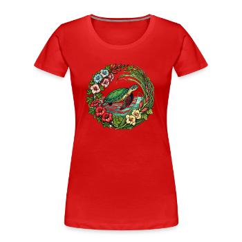 Glaïeuls et tortue de mer - T-shirt bio Premium Femme - rouge - Devant - Mia (176cm)