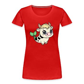 Cute Manatee Cow - Women's Premium Organic T-Shirt - red - Front - Mia (176cm)