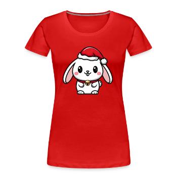 Mignon lapin de Noël avec des cloches - T-shirt bio Premium Femme - rouge - Devant - Mia (176cm)