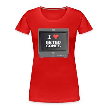 Retrogaming lover - T-shirt bio Premium Femme - rouge - Devant - Mia (176cm)
