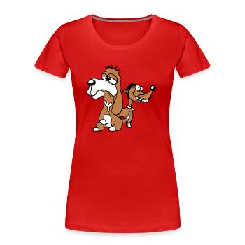 2 dogs team stupid two friends crew unhappy - Women's Premium Organic T-Shirt - red - Front - Mia (176cm)