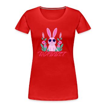Rabbit - Frauen Premium Bio T-Shirt - Rot - Vorne - Mia (176cm)