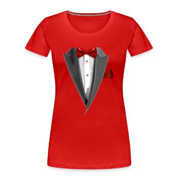 Tuxedo Tie Designs Tux red - Frauen Premium Bio T-Shirt - Rot - Vorne - Mia (176cm)