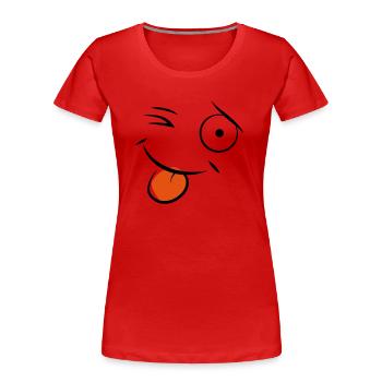 Smiley - Frauen Premium Bio T-Shirt - Rot - Vorne - Mia (176cm)