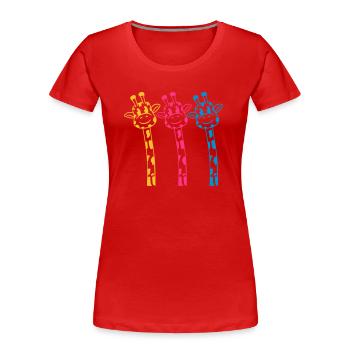 3 Lustige Comic Cartoon Giraffen in bunten Farben - Frauen Premium Bio T-Shirt - Rot - Vorne - Mia (176cm)