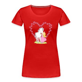 I love my Horse - Frauen Premium Bio T-Shirt - Rot - Vorne - Mia (176cm)