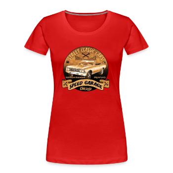 vintage us street car 02 - Frauen Premium Bio T-Shirt - Rot - Vorne - Mia (176cm)