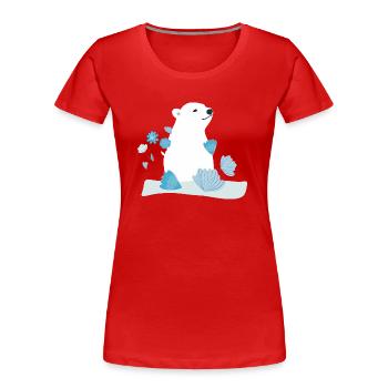 Ourson polaire - T-shirt bio Premium Femme - rouge - Devant - Mia (176cm)