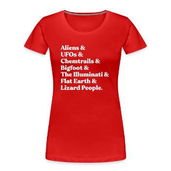 Verschwörungstheorien Starter Pack - Frauen Premium Bio T-Shirt - Rot - Vorne - Mia (176cm)