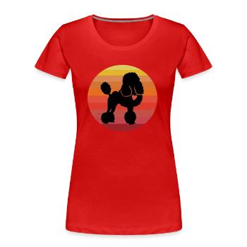 Caniche coucher de soleil rétro Vintage Motif caniche chien - T-shirt bio Premium Femme - rouge - Devant - Mia (176cm)