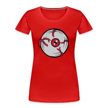 Großes Crazy Horror Auge - Frauen Premium Bio T-Shirt - Rot - Vorne - Mia (176cm)