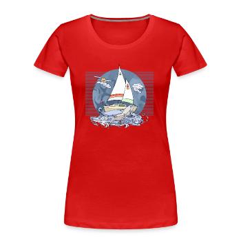 Sailboat - Women's Premium Organic T-Shirt - red - Front - Mia (176cm)