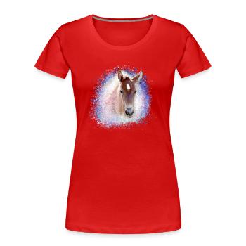 foal,horse,graffiti,painting,watercolor,pony,blue - Women's Premium Organic T-Shirt - red - Front - Mia (176cm)