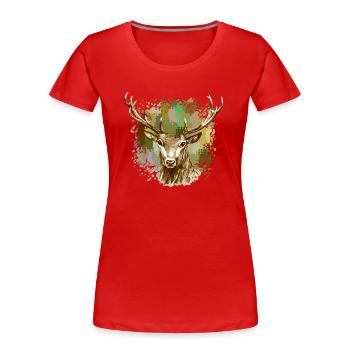 Deer - Women's Premium Organic T-Shirt - red - Front - Mia (176cm)