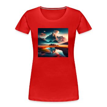 Landschaft - Frauen Premium Bio T-Shirt - Rot - Vorne - Mia (176cm)
