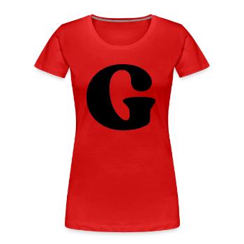 Lettre g - T-shirt bio Premium Femme - rouge - Devant - Mia (176cm)