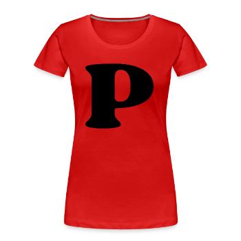 Lettre p - T-shirt bio Premium Femme - rouge - Devant - Mia (176cm)