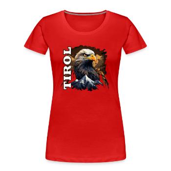Tirol Design mit Tiroler Adler & Berg - Frauen Premium Bio T-Shirt - Rot - Vorne - Mia (176cm)