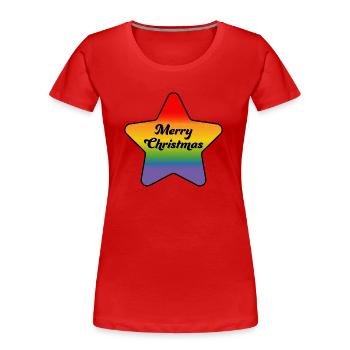 LGBTQI Joyeux Noël Rainbow Star - T-shirt bio Premium Femme - rouge - Devant - Mia (176cm)