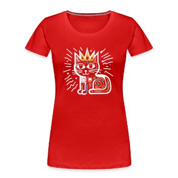Chat peinture abstraite artwork - T-shirt bio Premium Femme - rouge - Devant - Mia (176cm)