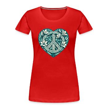 Peace-Zeichen - Frauen Premium Bio T-Shirt - Rot - Vorne - Mia (176cm)