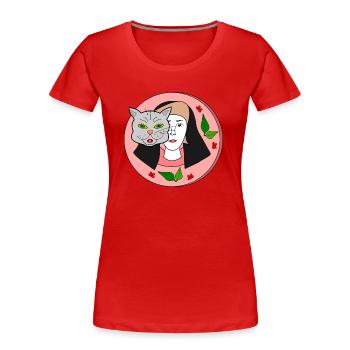 Dame Chat - T-shirt bio Premium Femme - rouge - Devant - Mia (176cm)