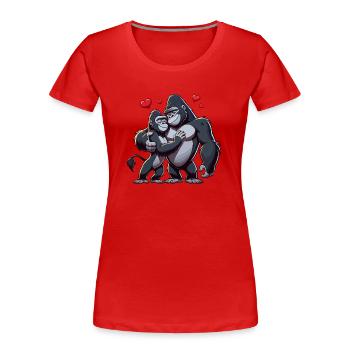 Couple de gorilles - T-shirt bio Premium Femme - rouge - Devant - Mia (176cm)