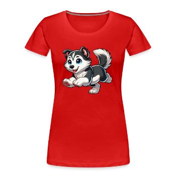Siberian Husky - Frauen Premium Bio T-Shirt - Rot - Vorne - Mia (176cm)