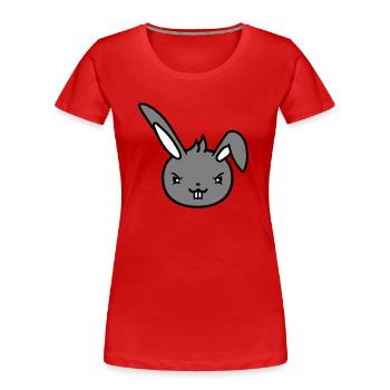 Lapin Mauvais Œil Coquin Cool Déterminé Drôle - T-shirt bio Premium Femme - rouge - Devant - Mia (176cm)