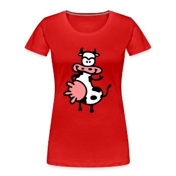 Kuh - Frauen Premium Bio T-Shirt - Rot - Vorne - Mia (176cm)
