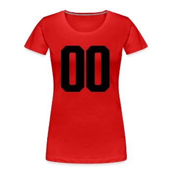 Nummer 00 große Zahlen Massive Ziffern - Frauen Premium Bio T-Shirt - Rot - Vorne - Mia (176cm)