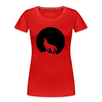 Wolf Howling Moon - Women's Premium Organic T-Shirt - red - Front - Mia (176cm)
