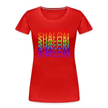 SHALOM - REGENBOGEN - Frauen Premium Bio T-Shirt - Rot - Vorne - Mia (176cm)