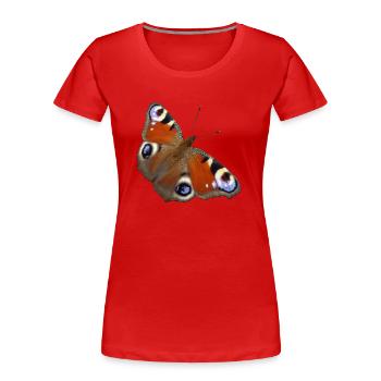Schmetterling Flügel Tagpfauenauge Insekt Frühling - Frauen Premium Bio T-Shirt - Rot - Vorne - Mia (176cm)