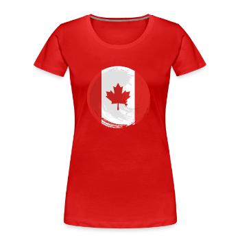 Drapeau du Canada Feuille d’érable Drapeau canadien Canada - T-shirt bio Premium Femme - rouge - Devant - Mia (176cm)